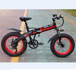 RDJM Bike Ebikes, Electric Bicycle Foldable Lithium Battery Assisted Bicycle Snow Beach Mountain Bike Double Disc Brake Fitness Commuting (Color : Red, Size : 48V)