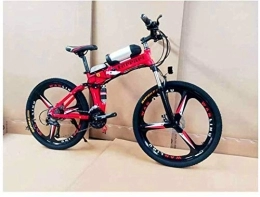 RDJM Bike Ebikes, Electric Bicycle Folding Lithium Battery Assisted Mountain Bike Suitable for Adult Variable Speed Riding Carbon Steel Frame, Red, 21 speed (Color : Red, Size : 27 speed)