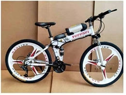 RDJM Bike Ebikes, Electric Bicycle Folding Lithium Battery Assisted Mountain Bike Suitable for Adult Variable Speed Riding Carbon Steel Frame, Red, 21 speed (Color : White, Size : 21 speed)