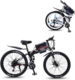RDJM Bike Ebikes, Electric Bike Folding Electric Mountain Bike with 26" Super Lightweight High Carbon Steel Material, 350W Motor Removable Lithium Battery 36V And 21 Speed Gears ( Color : Black , Size : 13AH )