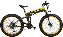 Oulida Electric Bike Electric bicycle, 1000W foldable electric bicycle speed 27 * 26 4.0 5 PAS fat bicycle hydraulic disc brake movable 48V 10Ah lithium battery (black and yellow standard, 1000W + 1 spare battery) woo