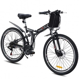 BNMZX Electric Bike Electric bicycle 26 inch mountain bike E-bike folding, 350W 48V double suspension Bobang Bahrain battery, 26 inch black-Retro wire wheel