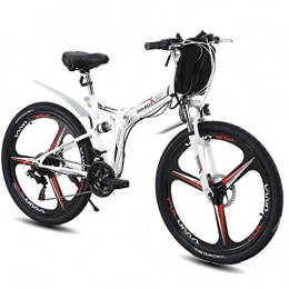 BNMZX Bike Electric bicycle 26 inch mountain bike E-bike folding, 350W 48V double suspension Bobang Bahrain battery, 26 inch white-Three-knife wheel