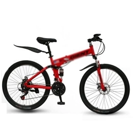  Bike Electric Bicycle Mountain Folding Bike Bicycle 21 Speed 26 Inch Double Shock Absorption Shifting One Wheel Adult Men and Women (Red 26 inch)