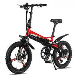 CHEER.COM Electric Bike Electric Bicycles Foldable Mountain Bikes 48V 250W Adults Aluminum Alloy 7 Speeds Electric Bicycles Double Shock Absorber Bikes With 20 Inch Tire, Disc Brake And Full Suspension Fork, 50to60KM Red