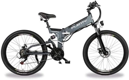RDJM Bike Electric Bike, Adult Folding Electric Bicycles Aluminium 26inch Ebike 48V 350W 10AH Lithium Battery Dual Disc Brakes Three Riding Modes with LED Bike Light (Color : Grey, Size : 10AH480WH)