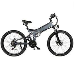 RDJM Bike Electric Bike, Electric Bike Folding Electric Mountain Bike with 24" Super Lightweight Aluminum Alloy Electric Bicycle, Premium Full Suspension And 21 Speed Gears, 350 Motor, Lithium Battery 48V, Gray,