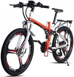 HCMNME Electric Bike Electric Bike Electric Mountain Bike Electric Snow Bike, Adult Folding Electric Bicycle, 350W Portable Aluminum Alloy Mountain Electric Bicycle, with 48V10ah Lithium Battery and GPS, Dual Disc Brake 2