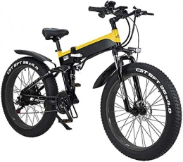 HCMNME Bike Electric Bike Electric Mountain Bike Electric Snow Bike, Adult Folding Electric Bikes, Hybrid Recumbent / Road Bikes, with Aluminum Alloy Frame, LCD Screen, Three Riding Mode, 7 Speed 26 Inch City Mount