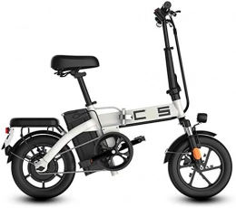 Erik Xian Bike Electric Bike Electric Mountain Bike Folding Electric Bike for Adults, 350W Motor 14 inch Urban Commuter E-bike, Max Speed 25km / h Super Lightweight 350W / 48V Removable Charging Lithium Battery, White, 70