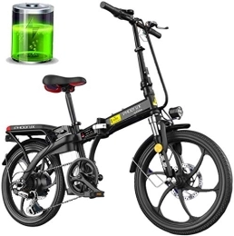 RDJM Bike Electric Bike, Folding Electric Bike for Adults Seat Handlebar Height Can Be Adjusted Ebike 20-inch 250W Three Riding Modes Electric Bikes City Outdoor Travel Bicycle (Color : Black, Size : 8Ah)