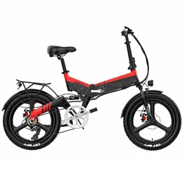 Electric oven Bike Electric Bike Folding for Adults 20'' Mountain 7 Speed Electric Bike 400W 14.5Ah Hidden Li-Ion Battery Front & Rear Suspension Ebike (Color : Red)