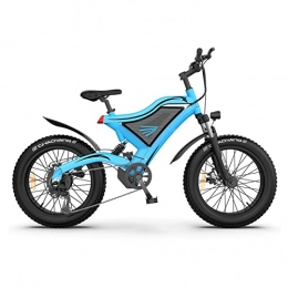 Electric oven Bike Electric Bike for Adults 500W Mountain Ebike 48V 15Ah Lithium Battery 20Inch 4.0 Fat Tire Beach City Bicycle (Color : Blue)