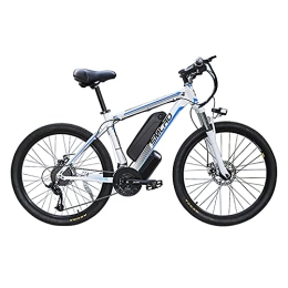 Generic Electric Bike Electric Bike, SMLRO C6 26 Inch, Mountain / Commute Bike Integrated Wheel, IP54 Waterproof, 500w, With Removable Bigger Battery 48v 16ah Lithium Battery, Shimano 21 Speed E-bike (Blue / white)