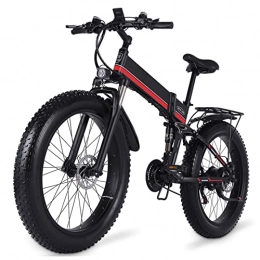 Electric oven Bike Electric Bikes 1000W 48V Folding Electric Bike for Adults 25 Mph Electric Mountain Bicycle 26 Inch Fat Tire Foldable E Bike (Color : Ren)