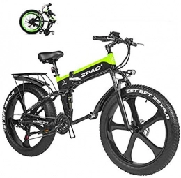 Fangfang Electric Bike Electric Bikes, 1000W Fat Electric Bike 48V Lithium Battery Mens Mountain E Bike 21 Speeds 26 Inch Fat Tire Road Bicycle Snow Bike Pedals With Beach Cruiser Mens Sports , E-Bike ( Color : Green )