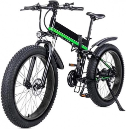 Fangfang Electric Bike Electric Bikes, Adults Mountain Electric Bicycle, 26 Inch Folding Travel Electric Bicycle 4.0 Fat Tire 21 Speed Removable Lithium Battery with Rear Seat 1000W Brushless Motor, E-Bike
