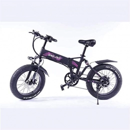 Fangfang Bike Electric Bikes, Electric Bicycle Folding Snow Lithium Battery Wide Tire Electric Bicycle Adult Commuter Fitness Aluminum Alloy 350W, Purple, 36V, E-Bike