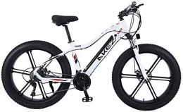 Fangfang Electric Bike Electric Bikes, Electric Bike 26 Inches Folding Fat Tire Snow Mountain Bicycle with Super Magnesium Alloy Integrated Wheel, Premium Full Suspension And 27 Speed Gear, E-Bike (Color : White)
