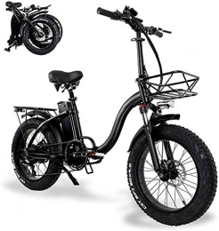 Fangfang Electric Bike Electric Bikes, Folding Electric Bikes for Adults with 48V 15AH Large Capacity Lithium-Ion Battery 20 In Fat Tire Electric Bicycle with Car basket Mini Small Aluminum Alloy Scooter for Unisex , E-Bike