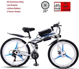 HCMNME Bike Electric Bikes for Adult Electric Folding Bicycle, 36V350W Super Powerful Motor, 50-90Km Endurance, Charging Time 3-5 Hours, 26-Inch 21-Speed Mountain Bike, Suitable for Men and Women to Ride on All T