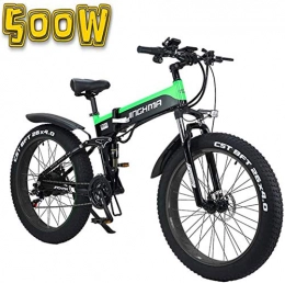 HCMNME Bike Electric Bikes for Adult Folding Electric Bicycle, 26-Inch 4.0 Fat Tire Snowmobile, 48V500W Soft Tail Bicycle, 13AH Lithium Battery for Long Life of 100Km, LCD Display / LED Headlights Ebike for Mens