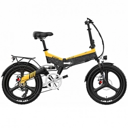 HMEI Electric Bike Electric Bikes for Adults Electric Bike Folding for Adults 20" Mountain 7 Speed Electric Bike 48V 400W 14.5Ah Hidden Li-Ion Battery Front & Rear Suspension Ebike (Color : Yellow)