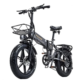 BURCHDA  Electric Bikes, R7PRO Folding Electric Mountain Bike, 20"*4" Fat Tire City Commuter E-bike, 48V 16Ah Removable Battery, LCD Display, Shimano 8 Speed（Grey）