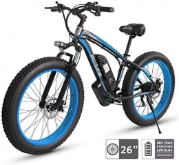 WJSWD Bike Electric Snow Bike, 48V Electric Bike Electric Mountain Bike, 26'' Fat Tire E-Bike 21 Beach Cruiser Mens Sports Mountain Bike Full Suspension 350W Rear Wheel Motor Lithium Battery Beach Cruiser for Ad