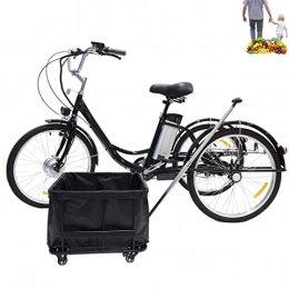 Generic Electric Bike Electric tricycle for adults 3 wheel bicycle lithium battery 24inch elderly scooter comes with enlarged rear basket for shopping outings three-wheeled electric bike gift for parents