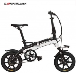 FFSM Electric Bike Elite 14 Inches Folding Pedal Assist Electric Bike, 36V 8.7Ah Hidden Lithium Battery, Aluminum Alloy Frame, 5 Grade Pedal Assist, Integrated Wheel plm46 (Color : Black White)