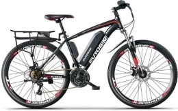 EUROBIKE Electric Bike Eurobike EMTB 26 Inch Wheel Electric Mountain Bike with 27 Speeds, Dual Disc Brakes, Lightweight Aluminium Frame, and Front Suspension E-Bike E9, Black