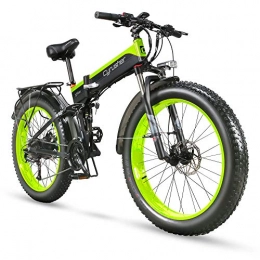 Excy Bike EXCY Folding Electric Cruiser Bicycle XF690 1000W 48V 12.8AH Hidden Battery Fat Bike Mountain Beach Snow Bicycle Full Shock 27 Speed 26 * 4.0 Fat Ttire Mechanical Disc Brake (GREEN)