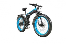 Extrbici Electric Bike Extrbici Folding Electric Cruiser Bike 48V 12.8AH Hidden Battery Fat Bike Mountain Beach Snow Bicycle Full Suspension 27 Speeds 26 * 4.0 Fat Tire Hydraulic Disc Brake XF690 Ship from the UK (BLUE)