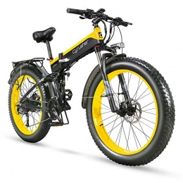 Extrbici Electric Bike Extrbici Folding Electric Cruiser Bike 48V 12.8AH Hidden Battery Fat Bike Mountain Beach Snow Bicycle Full Suspension 27 Speeds 26 * 4.0 Fat Tire Hydraulic Disc Brake XF690 Ship from the UK (YELLOW)