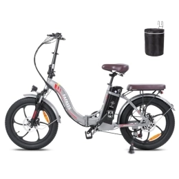 Fafrees  Fafrees F20 PRO Electric Bike, 250W Folding Electric Bicycle, 20 * 3.0 Inch Fatbike, 36V / 18A Removable Battery Ebike, Range 70-130KM, Electric Mountain Bike for Adults (Grey)