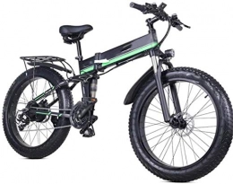 Fangfang Electric Bike Fangfang Electric Bikes, 26 in Folding Electric Bikes 1000W 48V / 12.8Ah Mountain Bike, Snowmobile Headlights LED Display Outdoor Cycling Travel Work Out, E-Bike (Color : Green)