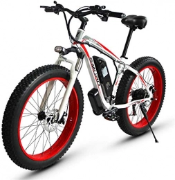 Fangfang Electric Bike Fangfang Electric Bikes, 26 Inch Adult Fat Tire Electric Mountain Bike, 350W Aluminum Alloy Off-Road Snow Bikes, 36 / 48V 10 / 15AH Lithium Battery, 27-Speed, E-Bike (Color : White, Size : 48V15AH)