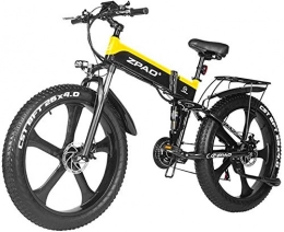 Fangfang Electric Bike Fangfang Electric Bikes, 26 Inch Fat Tire Electric Bike 48V 1000W Motor Snow Electric Bicycle With Mountain Electric Bicycle Pedal Assist Lithium Battery Hydraulic Disc Brake, E-Bike (Color : Yellow)