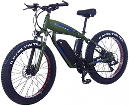 CCLLA Electric Bike Fat Tire Electric Bicycle 48V 10Ah Lithium Battery with Shock Absorption System 26inch 21speed Adult Snow Mountain E-bikes Disc Brakes (Color : 10Ah, Size : Dark green)