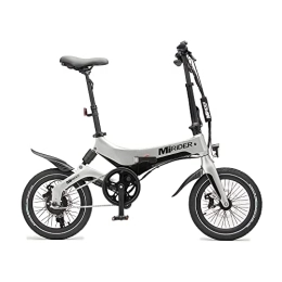 Festive Lights Electric Bike Festive Lights MiRiDER One Folding Electric Bike - Lightweight Foldable eBike 7ah / 252wh Battery | Thumb Throttle With Pedal Assist (Platinum Silver)