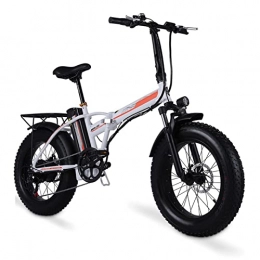 Electric oven Bike Fold Electric Bikes for Adults Men 500W 20 Inch 4.0 Fat Tire Electric Beach Bicycle 48V Lithium Battery Folding Electric Bike (Color : White)