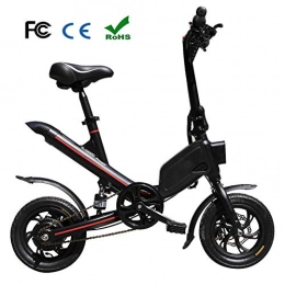 Zhixing Bike Foldable Smart Electric Mountain Bike 12" Citybike Commuter Bike with 36V 6.6Ah Removable Lithium Battery 5 Speed Disc Brakes PAS Hall Current Sensor Brake Tail Light Double shock absorption, Black