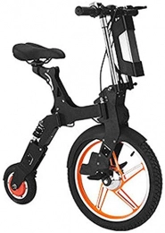 MIYNTB Bike Folding Electric Bicycle, Two-Wheeled Small Electric Car Lithium Battery Aluminum Alloy Frame Adult Mini Battery Car for Men And Women, Orange