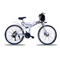 WXJWPZ Bike Folding Electric Bike 24inch Electric Mountain Bicycle Rang 60km Maxspeed 35km / h Folding, White