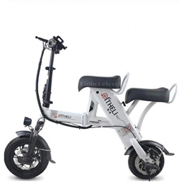 WXJWPZ Electric Bike Folding Electric Bike Wheels Folding Lightweight Electric Bike 12 Inch 500W 36V White / Black, Whitetwoseat10ah