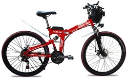 CCLLA Electric Bike Folding Electric Bikes for Adults 26" Mountain E-Bike 21 Speed Lightweight Bicycle, 500W Aluminum Electric Bicycle with Pedal for Unisex And Teens (Color : Red)