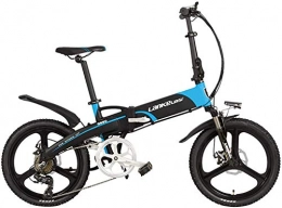 IMBM Electric Bike G660 Elite 20 Inches Folding Electric Bike, 48V Lithium Battery, Integrated Wheel, with Multifunction LCD Display, Pedal Assist Bicycle (Color : Black Blue, Size : 500W 14.5Ah)