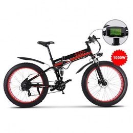 GUNAI  GUNAI 1000W Electric Mountain Bike, 26 Inch Fat Tire Folding Bike Snow Bike with Removable Battery