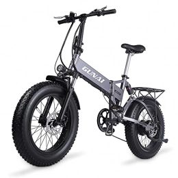 GUNAI Bike GUNAI 20 inch Electric Snow Bike 500W Folding Mountain Bike with Rear Seat and Disc Brake with 48V 12.8AH Lithium Battery (Silver)